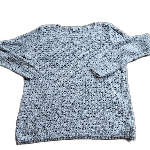 Liz Claiborne Medium Pastel Gray Textured Lightweight Long Sleeve Knit Sweater - Picture 1 of 9